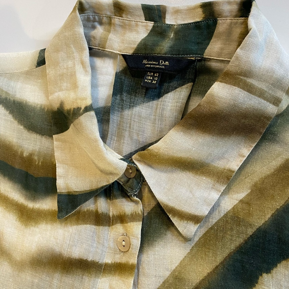 Massimo Dutti Button Down Shirt in Multi Green - Picture 9 of 9